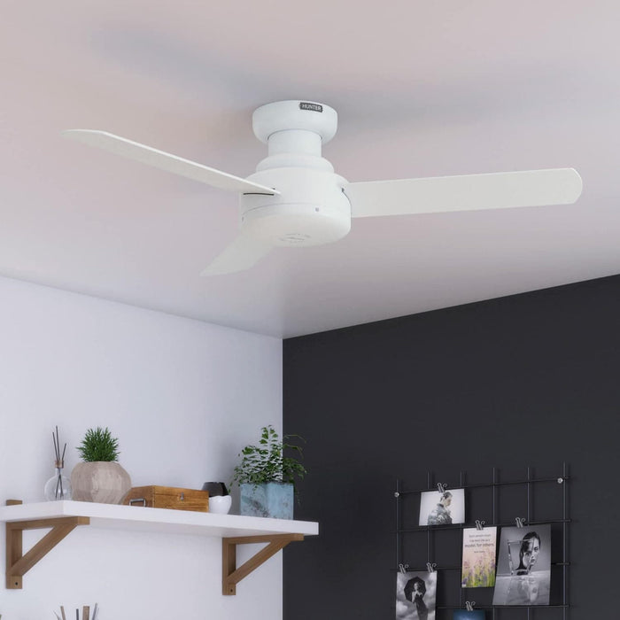 Matte White Ceiling Fan with Remote, Ceiling Hugger Ceiling Fans-4-ErisView