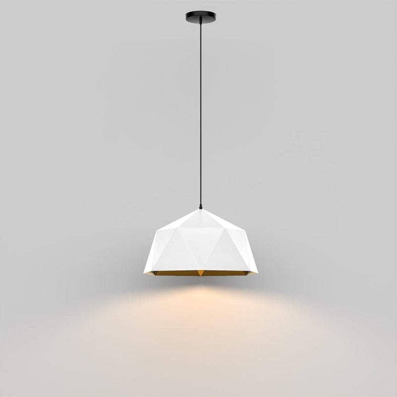 Minimalist Diamond Faceted Shade Single Pendant Light-White Shade-with Light On-ErisView