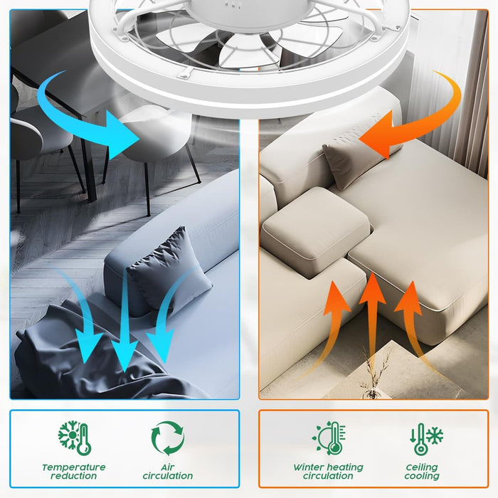 Modern Bedroom Ceiling Fans with Lights, White Low Profile Fandelier Flush Mount with Remote for Bedroom Living Room, Elegant Ceiling Fans-4-ErisView
