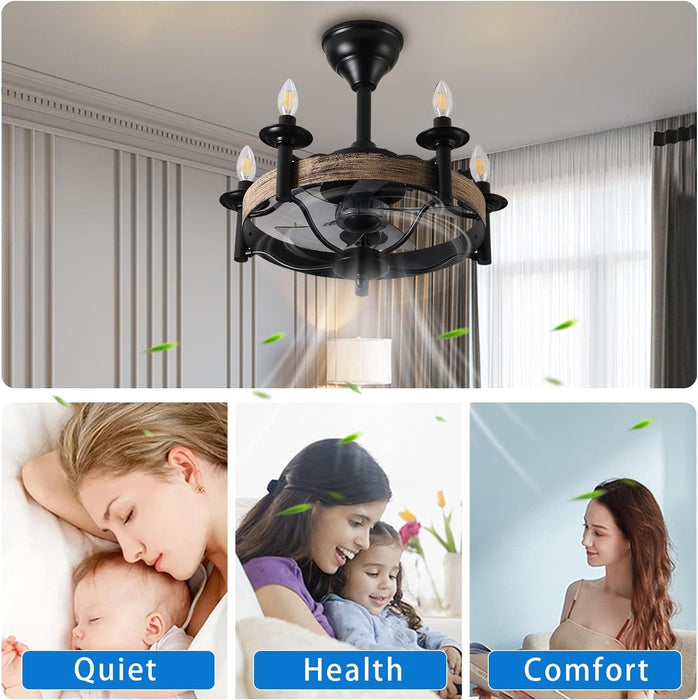 Modern Black Rustic Ceiling Fan Light Fixture, Chandelier Ceiling Fan with Lights, Farmhouse Style Ceiling Fan for Living Room Kitchen Island Bedroom-5-ErisView
