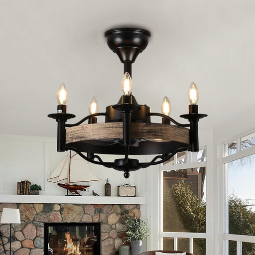 Modern Black Rustic Ceiling Fan Light Fixture, Chandelier Ceiling Fan with Lights, Farmhouse Style Ceiling Fan for Living Room Kitchen Island Bedroom-1-ErisView