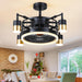 Modern Caged Ceiling Fan with Lights, Indoor Ceiling Fans with Remote, Ceiling Fans Flush Mount Low Profile, Farmhouse Ceiling Fan Light Fixture-2-ErisView