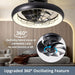 Modern Ceiling Fan with LED Light and Remote, Caged Flush Mount Low Profile Ceiling Fan, 360¡ã Oscillating Ceiling Fan for Bedroom Living Room Kitchen-2-ErisView