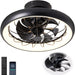 Modern Ceiling Fan with LED Light and Remote, Caged Flush Mount Low Profile Ceiling Fan, 360¡ã Oscillating Ceiling Fan for Bedroom Living Room Kitchen-1-ErisView