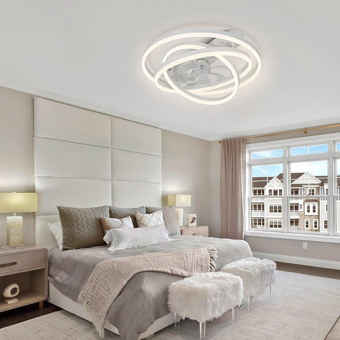 Modern Ceiling Fan with Light, Low Profile Flush Mount Dimmable Ceiling Fans with Lights and Remote-2-ErisView