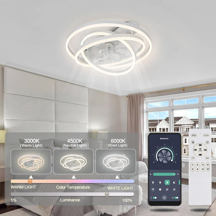 Modern Ceiling Fan with Light, Low Profile Flush Mount Dimmable Ceiling Fans with Lights and Remote-3-ErisView