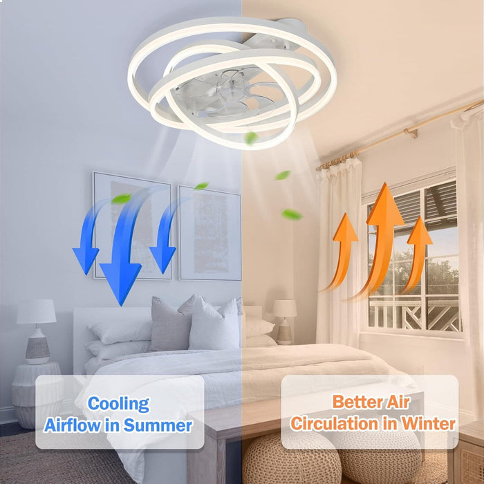 Modern Ceiling Fan with Light, Low Profile Flush Mount Dimmable Ceiling Fans with Lights and Remote-5-ErisView