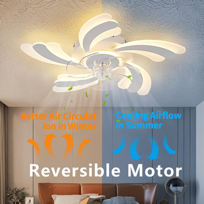 Modern Ceiling Fan with Light and Remote, Ceiling Fan on Low Ceiling with Lights, Flush Mount Fandelier Ceiling Fan for Kitchen Dining Room Living Room-3-ErisView