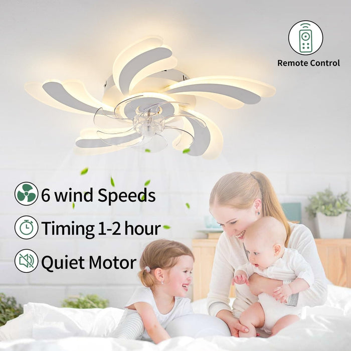 Modern Ceiling Fan with Light and Remote, Ceiling Fan on Low Ceiling with Lights, Flush Mount Fandelier Ceiling Fan for Kitchen Dining Room Living Room-5-ErisView