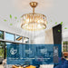 Modern Chandelier Ceiling Fan with Light and Remote, Small Gold Crystal Reversible Ceiling Fan Winter Summer for Bedroom Living Room-2-ErisView