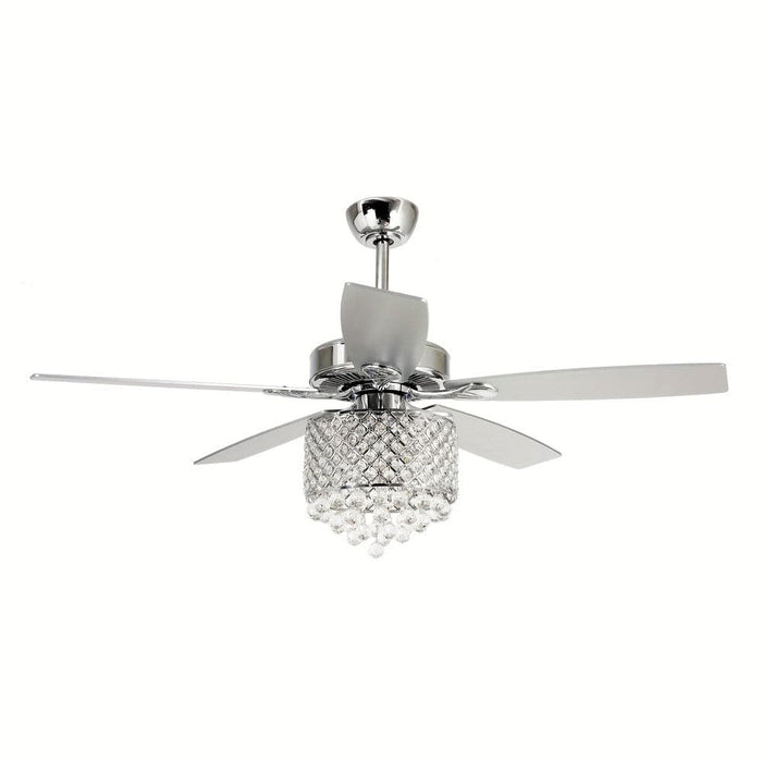 Modern Chrome 52 in. Downrod Mount Crystal Ceiling Fan with Light Kit Remote Control-ErisView