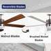 Modern Cylinder Fan with Silver Walnut Reversible Blades, 5 Blade Ceiling Fan, Brushed Nickel Ceiling Fan-5-ErisView