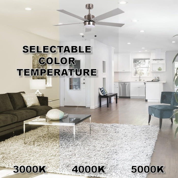 Modern Cylinder Fan with Silver Walnut Reversible Blades, 5 Blade Ceiling Fan, Brushed Nickel Ceiling Fan-6-ErisView