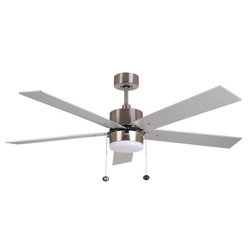 Modern Cylinder Fan with Silver Walnut Reversible Blades, 5 Blade Ceiling Fan, Brushed Nickel Ceiling Fan-1-ErisView