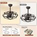 Modern Enclosed Ceiling Fan with Caged, Industrial Indoor Ceiling Fan with Light Kit Remote Control-ErisView