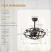 Modern Enclosed Ceiling Fan with Caged, Industrial Indoor Ceiling Fan with Light Kit Remote Control-ErisView