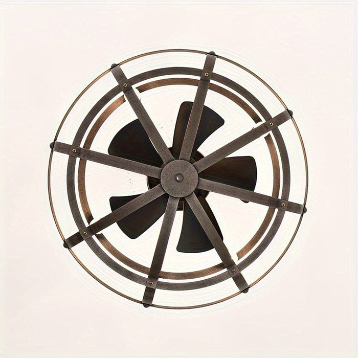 Modern Enclosed Ceiling Fan with Caged, Industrial Indoor Ceiling Fan with Light Kit Remote Control-ErisView