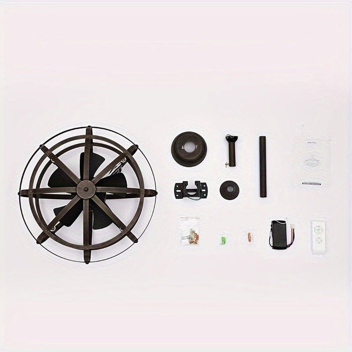 Modern Enclosed Ceiling Fan with Caged, Industrial Indoor Ceiling Fan with Light Kit Remote Control-ErisView