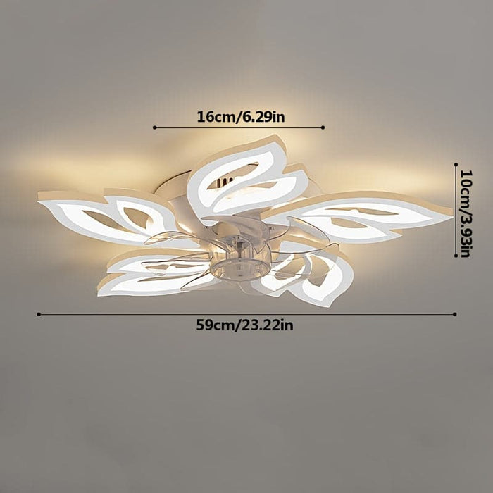Modern Flower-Shaped LED Ceiling Fan Light with Remote, Dimmable Ceiling Fan Lamp for Bedroom Dining Room Kitchen Study Living Room-ErisView