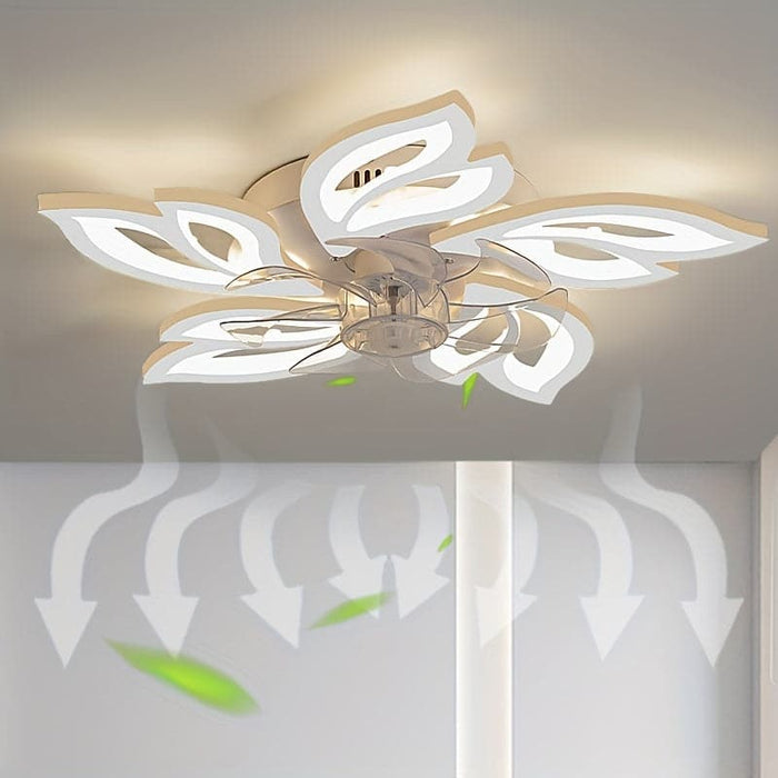 Modern Flower-Shaped LED Ceiling Fan Light with Remote, Dimmable Ceiling Fan Lamp for Bedroom Dining Room Kitchen Study Living Room-ErisView