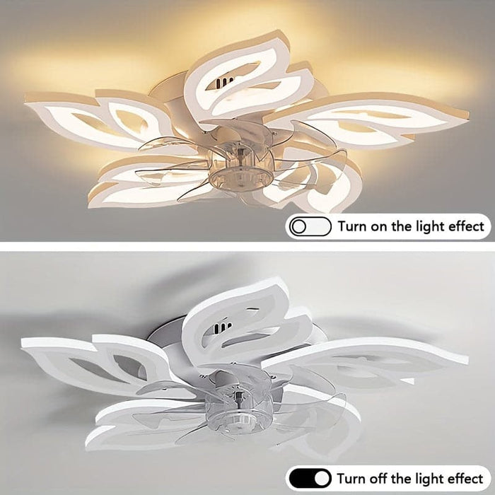 Modern Flower-Shaped LED Ceiling Fan Light with Remote, Dimmable Ceiling Fan Lamp for Bedroom Dining Room Kitchen Study Living Room-ErisView
