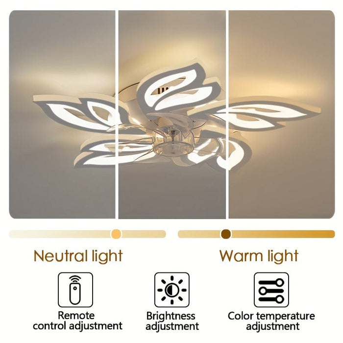 Modern Flower-Shaped LED Ceiling Fan Light with Remote, Dimmable Ceiling Fan Lamp for Bedroom Dining Room Kitchen Study Living Room-ErisView