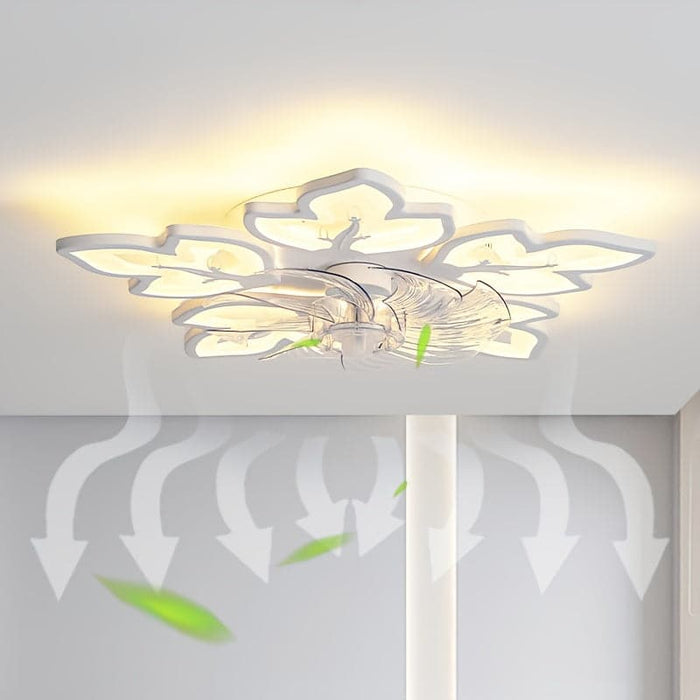 Modern Flower-Shaped LED Ceiling Fan Light with Remote, Dimmable Ceiling Fan Lamp for Living Room Bedroom Home Office Kitchen-ErisView