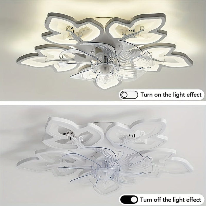 Modern Flower-Shaped LED Ceiling Fan Light with Remote, Dimmable Ceiling Fan Lamp for Living Room Bedroom Home Office Kitchen-ErisView