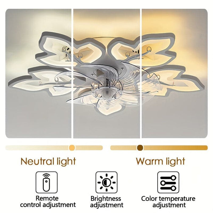 Modern Flower-Shaped LED Ceiling Fan Light with Remote, Dimmable Ceiling Fan Lamp for Living Room Bedroom Home Office Kitchen-ErisView