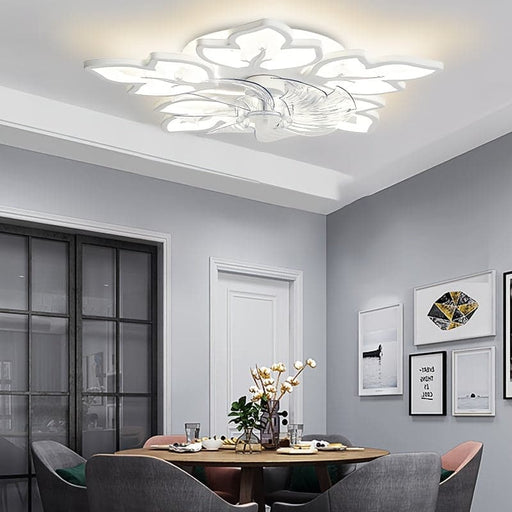 Modern Flower-Shaped LED Ceiling Fan Light with Remote, Dimmable Ceiling Fan Lamp for Living Room Bedroom Home Office Kitchen-ErisView
