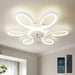 Modern Flower-Shaped LED Ceiling Fan with Light Remote Control, Dimmable Geometric Ceiling Fan for Living Room Bedroom Kitchen-White-ErisView