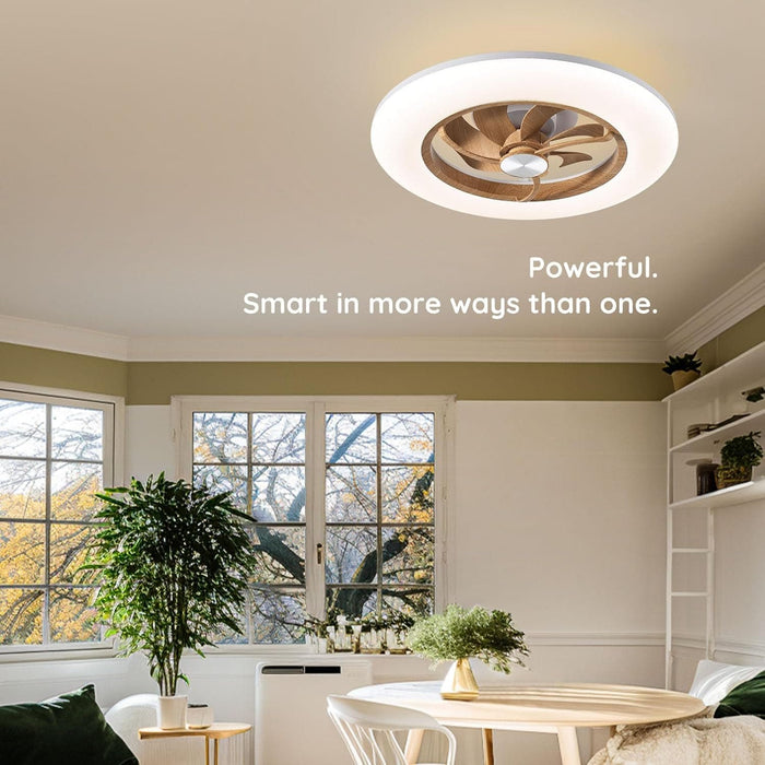 Modern Flush Mount Enclosed Ceiling Fan with Remote Control, Smart Dimmable Ceiling Fan without Blades-2-ErisView