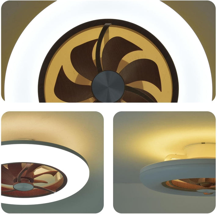 Modern Flush Mount Enclosed Ceiling Fan with Remote Control, Smart Dimmable Ceiling Fan without Blades-5-ErisView