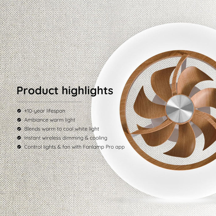 Modern Flush Mount Enclosed Ceiling Fan with Remote Control, Smart Dimmable Ceiling Fan without Blades-7-ErisView