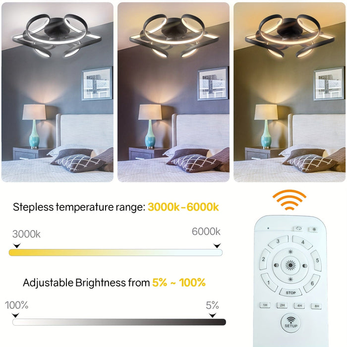 Modern Geometric Ceiling Fan with LED Light and Remote, Reversible Dimmable Ceiling Fan for Bedroom Living Room Dining Room Kitchen-ErisView