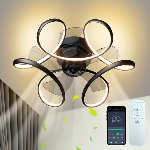 Modern Geometric Ceiling Fan with LED Light and Remote, Reversible Dimmable Ceiling Fan for Bedroom Living Room Dining Room Kitchen-ErisView