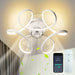 Modern Geometric Ceiling Fan with LED Light and Remote, Reversible Dimmable Ceiling Fan for Bedroom Living Room Dining Room Kitchen-White-ErisView