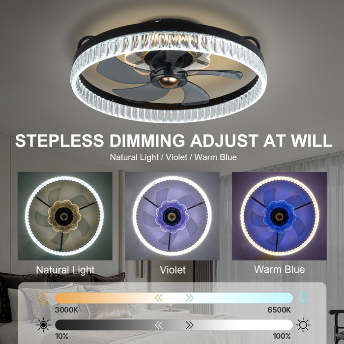 Modern LED Ceiling Fan with App Remote Control, Bladeless Ceiling Fan for Bedroom Living Room-ErisView