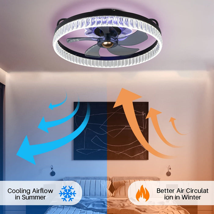 Modern LED Ceiling Fan with App Remote Control, Bladeless Ceiling Fan for Bedroom Living Room-ErisView