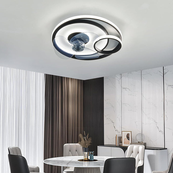 Modern LED Ceiling Fan with Lights, Small Low Profile Flush Mount Ceiling Fan with Remote and Smart APP Control for Bedroom Kitchen Dining Room-9-ErisView