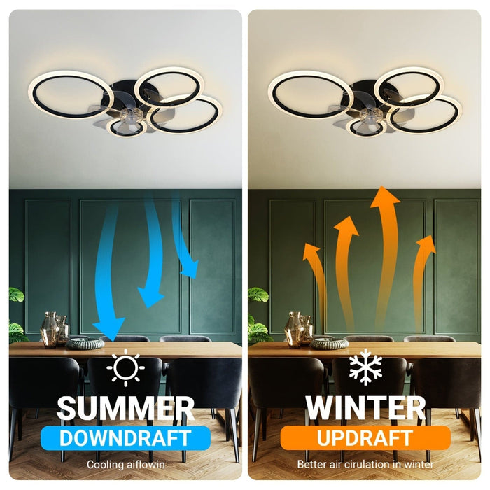 Modern Low Profile Ceiling Fan with LED Light and Remote Control, Dimmable Ceiling Fan for Bedroom Living Room Dining Room Kitchen-ErisView