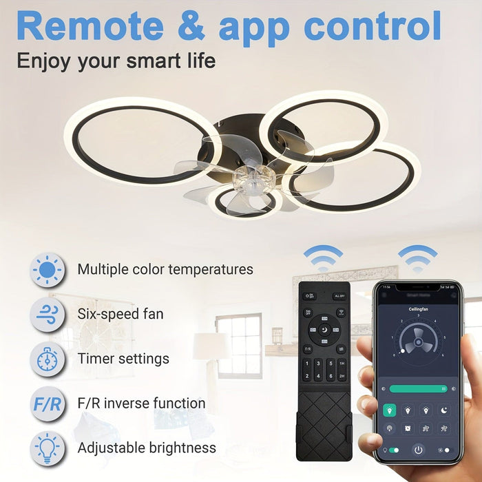 Modern Low Profile Ceiling Fan with LED Light and Remote Control, Dimmable Ceiling Fan for Bedroom Living Room Dining Room Kitchen-ErisView