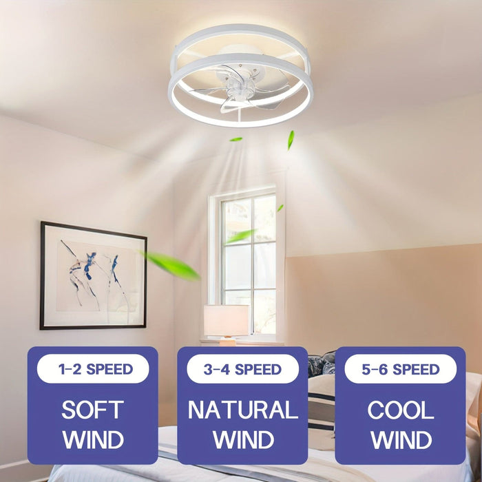 Modern Low Profile Ceiling Fan with Lights and Remote, Dimmable Bladeless Ceiling Fan for Bedroom Living Room Kitchen-ErisView