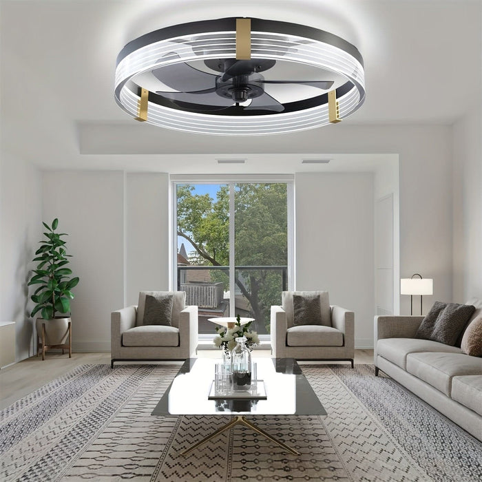 Modern Low Profile Ceiling Fan with Remote Control, Dimmable LED Ceiling Fan with Reversible Blades for Bedroom Living Room Home Decor-ErisView