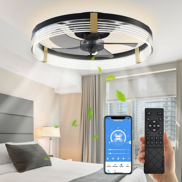Modern Low Profile Ceiling Fan with Remote Control, Dimmable LED Ceiling Fan with Reversible Blades for Bedroom Living Room Home Decor-ErisView