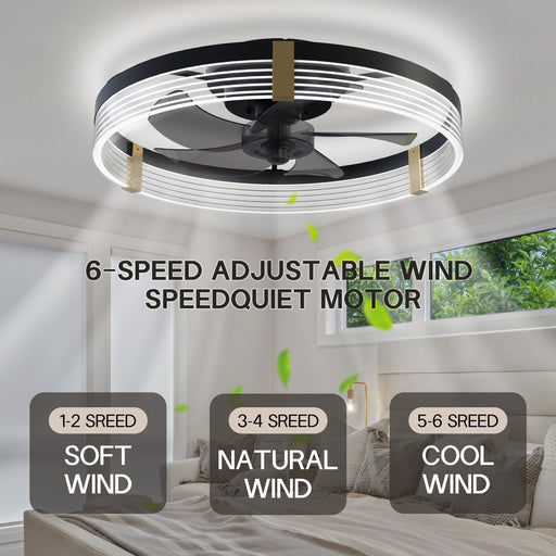 Modern Low Profile Ceiling Fan with Remote Control, Dimmable LED Ceiling Fan with Reversible Blades for Bedroom Living Room Home Decor-ErisView