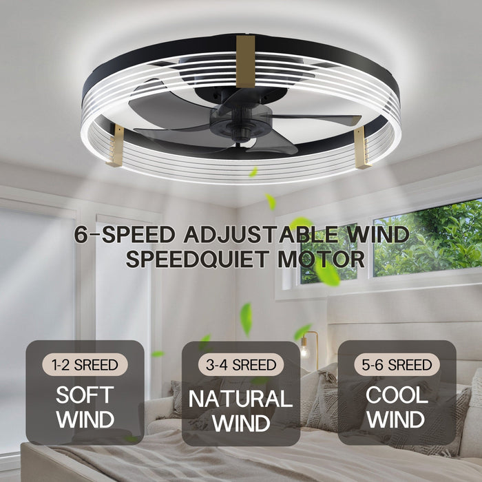 Modern Low Profile Ceiling Fan with Remote Control, Dimmable LED Ceiling Fan with Reversible Blades for Bedroom Living Room Home Decor-ErisView