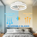 Modern Small Low Profile Ceiling Fan with Light, Semi Flush Mount Enclosed Ceiling Fan with APP Remote Control, Black Bedroom Ceiling Fans, Living Room Fan-13-ErisView