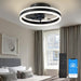 Modern Small Low Profile Ceiling Fan with Light, Semi Flush Mount Enclosed Ceiling Fan with APP Remote Control, Black Bedroom Ceiling Fans, Living Room Fan-1-ErisView
