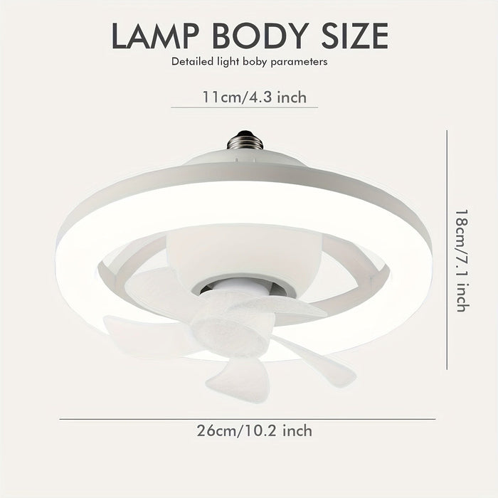 Modern White Ceiling Fan with Remote and LED Light, Round Ceiling Fan for Kitchen Dining Room Bedroom-ErisView